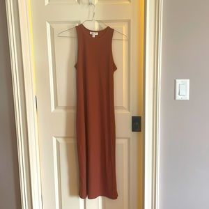Midi dress with slit, burnt orange